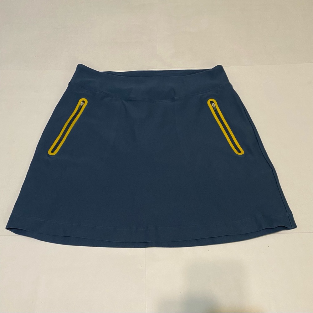 79. Nike A-Line Skort in Blue with Yellow Zippers